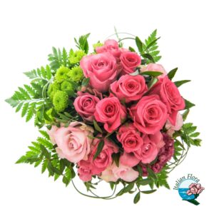 Bouquet di rose e alstroemerie rosa